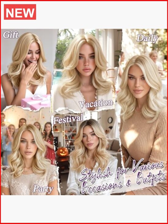 Shoulder Length Wavy Layered Wig with Curtain Bangs Synthetic Lace Front